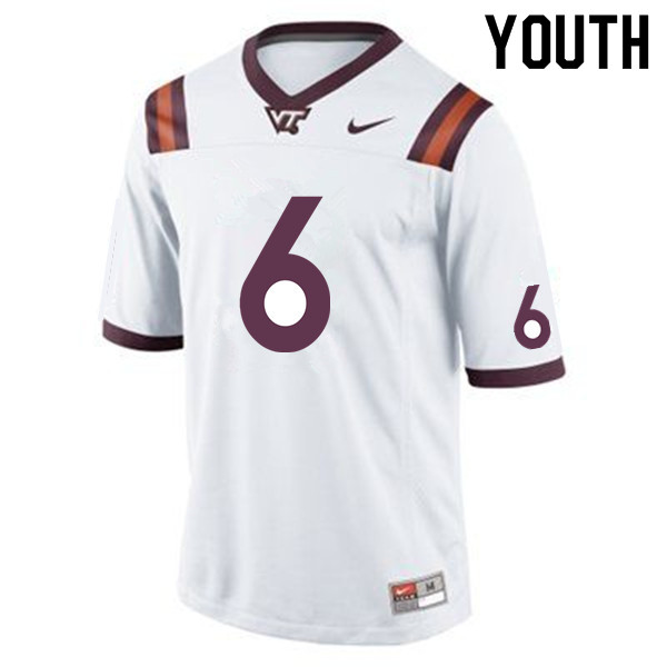 Youth #6 Trevor Jackson Virginia Tech Hokies College Football Jerseys Sale-White - Click Image to Close